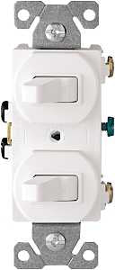 Eaton Wiring Devices 271W-BOX Combination Toggle Switch, 15 A, 120/277 V, SPDT, Screw Terminal, White