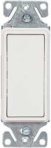 Eaton Wiring Devices 7500 Series 7501W-C Rocker Switch, 15 A, 120/277 V, SPST, Lead Wire Terminal, White, 2-Pole