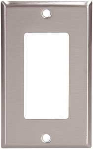 Eaton 93401-SP-L Wallplate, Standard-Size, 4-1/2 in L, 2-3/4 in W, 1-Gang, Stainless Steel, Brushed Satin