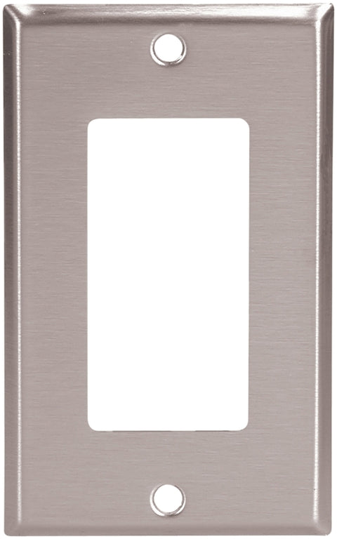 Eaton 93401-SP-L Wallplate, Standard-Size, 4-1/2 in L, 2-3/4 in W, 1-Gang, Stainless Steel, Brushed Satin