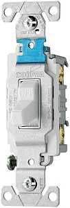 Eaton Wiring Devices CS215W Series Toggle Switch, White, 15 A, 120/277 V, Screw Terminal, 2-Pole, Nylon Housing Material