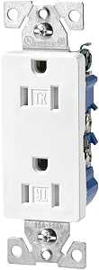 Eaton Wiring Devices TR1107W Duplex Receptacle, 15 A, 2-Pole, 5-15R, White