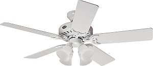Hunter 53062/20181 Ceiling Fan, 4696 cfm Air, 5-Blade, Bleached Oak/White Blade, 52 in Sweep, 3-Speed