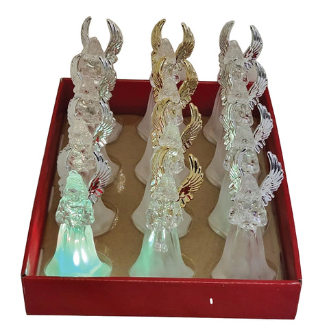 Santas Forest 22416 Angel Decor, 6-3/4 in H, Christmas, Resin, Colorful, LED Bulb, Pack of 12