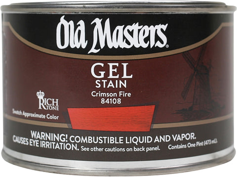 Old Masters 84108 Gel Stain, Crimson Fire, Liquid, 1 pt, Can