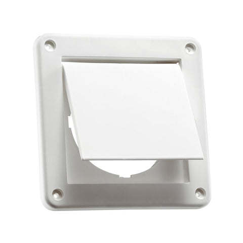 Lambro 1422W Single-Flap Exhaust Vent, 4 in W, Plastic, White
