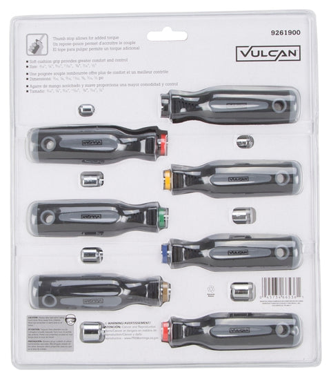 Vulcan SD-SET-3 Nut Driver Set, 7 -Piece, Carbon Steel, Chrome, Black/Gray