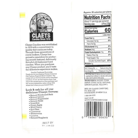 Claeys Old Fashioned Lemon Hard Candy 6 oz