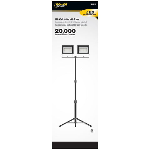 BELL LINK CL-TWL20K Work Light with Tripod, 120 V, 170 W, 2-Lamp, LED Lamp, 20,000 Lumens