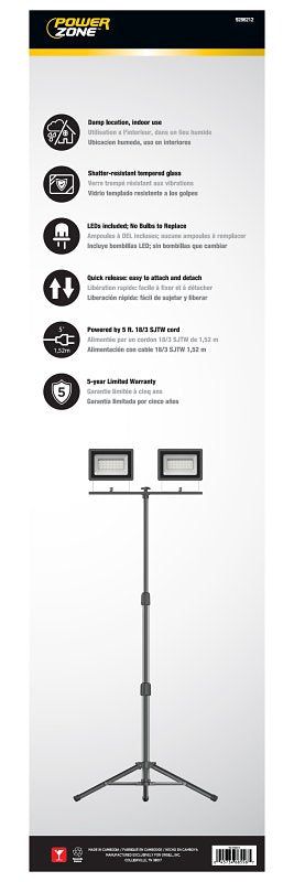 BELL LINK CL-TWL20K Work Light with Tripod, 120 V, 170 W, 2-Lamp, LED Lamp, 20,000 Lumens