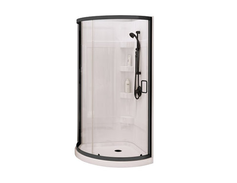 Maax Cyrene Series 300001-000-001-105 Center Drain Shower Kit, 34 in L, 34 in W, 76-1/8 in H, Acrylic/Glass, Matte Black