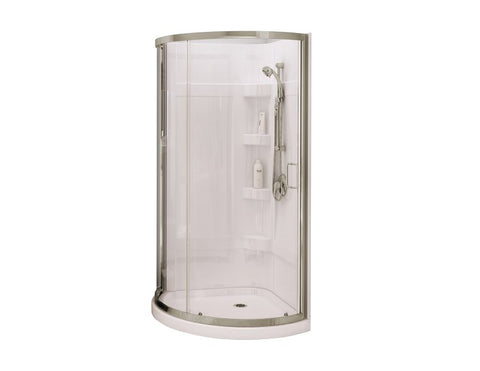 MAAX Cyrene 300001-000-001-106 Shower Kit, 34 in L, 34 in W, 76-1/8 in H, Acrylic, Brushed Nickel, Glue-Up Installation