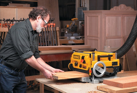 DEWALT DW735 Thickness Planer with Three Cutter, 15 A, 2 hp, 13 in W Planning, 1/8 in D Planning, Carriage Lock Control