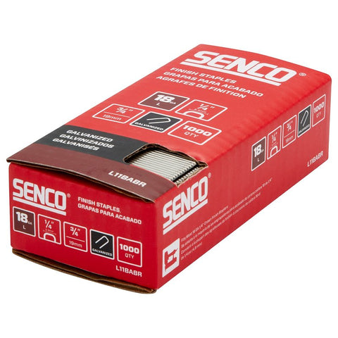 Senco L11BABR Medium Wire Staple Strip, 1/4 in W Crown, 3/4 in L Leg, 18 ga, Galvanized/Sencote