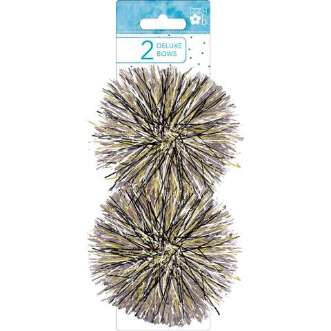 Paper Images Izzy Ob Multi-Color Pearl/Black Firework Bows, Pack of 24