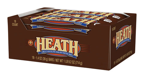 Heath Milk Chocolate English Toffee Candy Bar 1.4 oz, Pack of 18