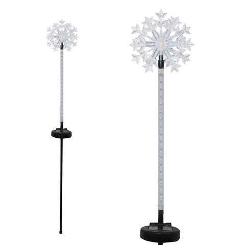 Alpine LED Solar Snowflake Garden Stake 33 in. Pathway Decor, Pack of 12