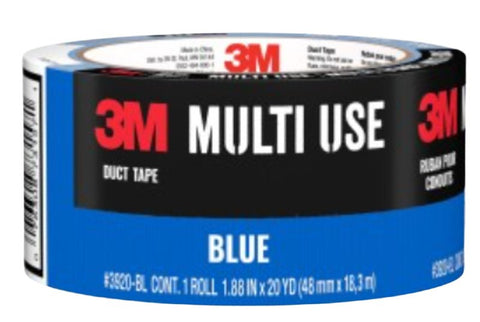 3M 3920-BL Duct Tape, 20 yd L, 1.88 in W, Polyethylene Backing, Blue