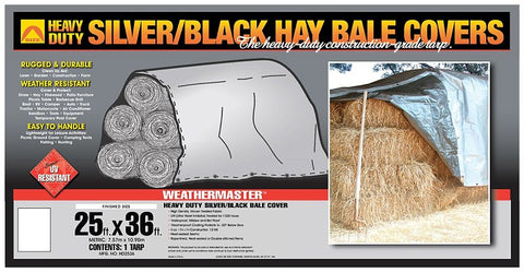 Dize Weathermaster HD2536 Hay Bale Cover, 25 ft L, 36 ft W, Polyethylene, Black/Silver