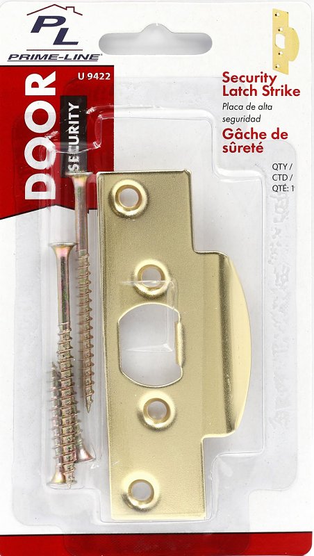 Defender Security U 9422 High Security Latch Lip Strike, 4-1/4 in L, 1-1/8 in W, Steel, Brass