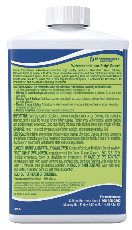 Klean Strip QKGO75CA Mineral Spirit Thinner, Liquid, Milky White, 1 qt, Pack of 4