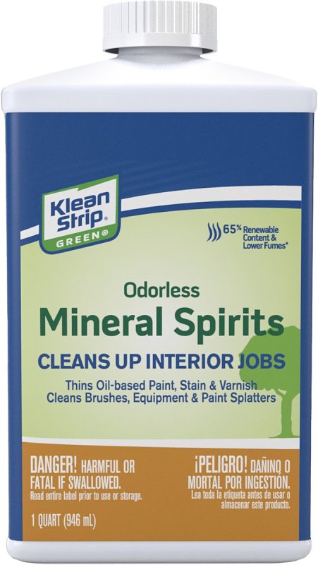 Klean Strip QKGO75CA Mineral Spirit Thinner, Liquid, Milky White, 1 qt ...