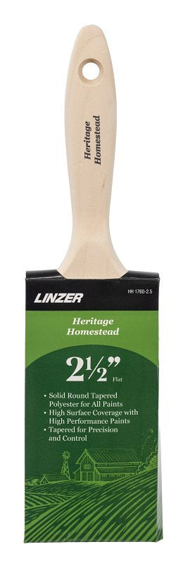 Linzer HH1760-0250 Paint Brush, 2-1/2 in W, Flat Sash Brush, 3 in L Bristle, Polyester Bristle
