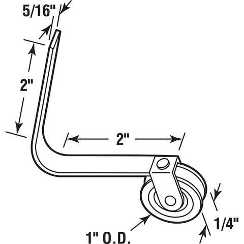 Prime-Line B 571 Center Grooved Spring Tension Roller Assembly, 1 in Dia Roller, 1/4 in W Roller, Steel Roller, 2 in L