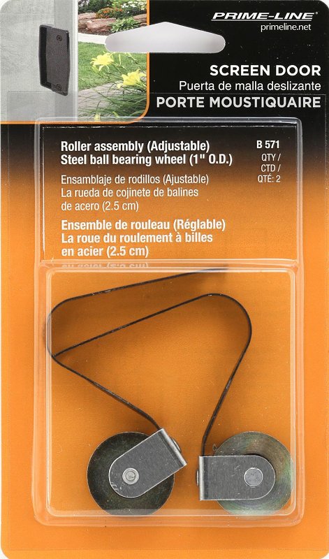 Prime-Line B 571 Center Grooved Spring Tension Roller Assembly, 1 in Dia Roller, 1/4 in W Roller, Steel Roller, 2 in L