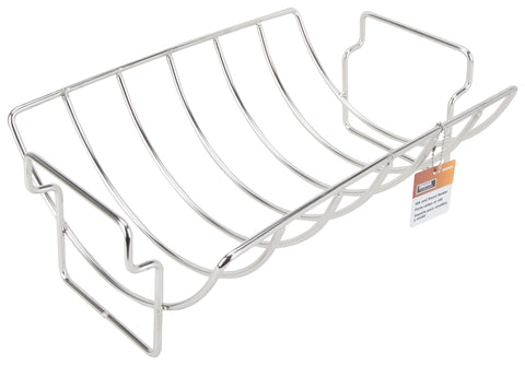 Omaha BBQ-37237 Rib and Roast Holder, 14-1/2 in L, Stainless Steel, Build-in Handle