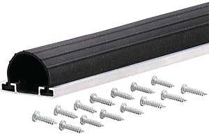 M-D 87643 Garage Door Bottom, 1-5/8 in W, 2-3/4 in Thick, 9 ft L, Aluminum/Vinyl, Black
