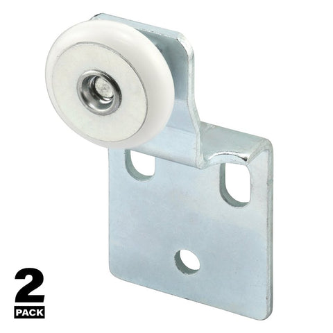 Prime-Line N 6517 Roller Assembly, 3/4 in Dia Roller, 1/4 in W Roller, Nylon/Steel, Silver, 1-Roller, 60 lb, Side
