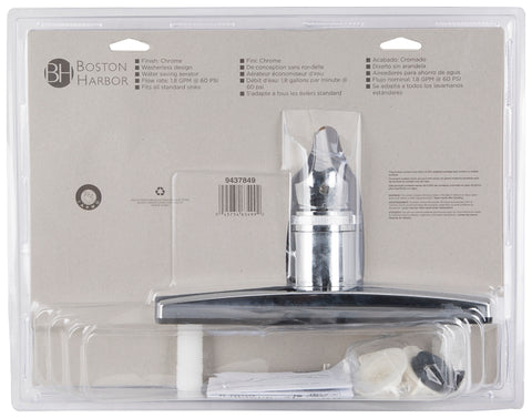 Boston Harbor PF8101A Kitchen Faucet, 1.8 gpm, 2-Faucet Hole, Plastic, Chrome Plated, Deck Mounting, Lever Handle