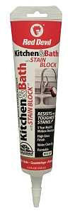 Red Devil STAIN BLOCK 0750 Series 075522 Kitchen and Bath Caulk, Biscuit, 72 hr Curing, 40 to 90 deg F, 5.5 fl-oz