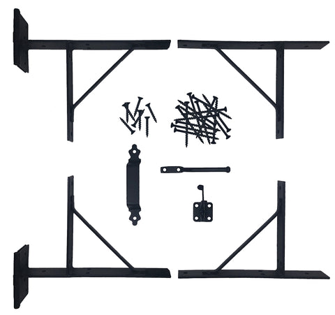 Nuvo Iron HGCBHK01 Gate Corner Frame Brace Kit, Heavy-Duty, Steel, Black, Galvanized /Powder-Coated, 6-Piece