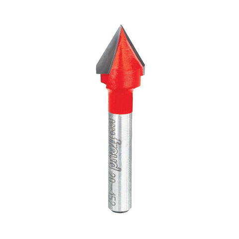 Freud 20-152 V-Grooving Bit, 1/2 in Dia Cutter, 1/2 in L Cutting, 2 in OAL, 1/4 in Dia Shank, 2-Cutter