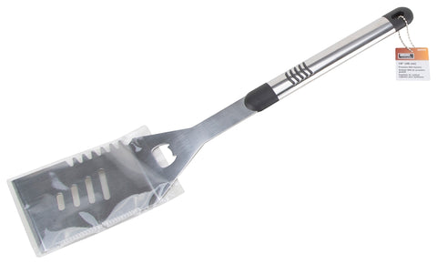 Omaha BBQ-8112443A Premium BBQ Spatula, 1.9 mm, Stainless Steel Blade, Stainless Steel, Aluminum Handle, Straight Handle