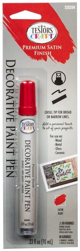 Testors 215154 Decorative Paint Pen, Chisel Tip, Ruby
