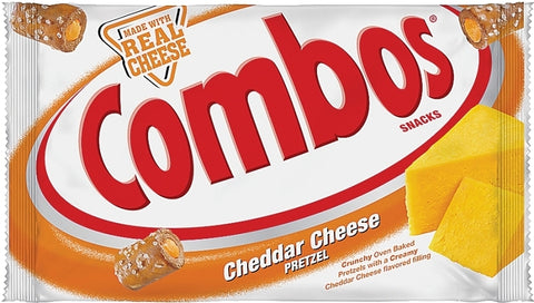 Combos MMM71471 Pretzel, Solid, Cheddar Cheese, 1.8 oz Bag, Pack of 18