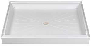 Durabase 3448M Shower Base, 34 in L, 48 in W, 5-1/2 in H, Fiberglass, White
