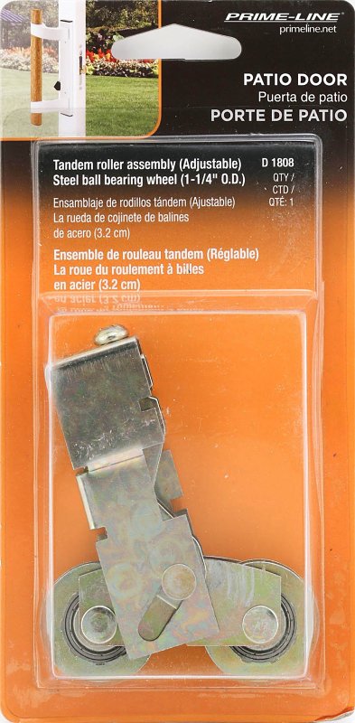 Prime-Line D 1808 Roller Assembly, 1-1/4 in Dia Roller, Steel, 2-Roller, Plain Back Mounting