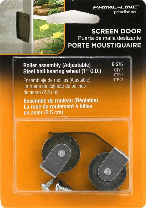 Prime-Line B 576 Roller Assembly, 2-1/4 in L x 5/16 in W Dimensions, 1 in Dia Roller, 1/4 in W Roller, Steel, Gray