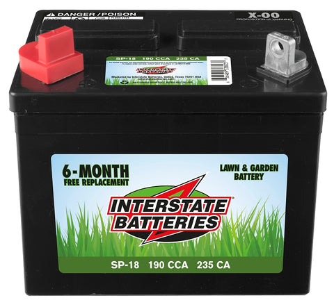 Interstate Batteries SP-18 Lawn and Garden Battery, Lead-Acid, 7-3/4 x 7-5/16 in