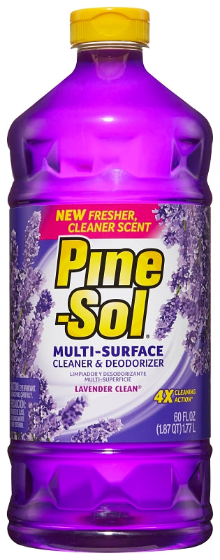 Pine-Sol Lavender Clean 40112 Cleaner and Degreaser, 60 oz Bottle, Liquid, Lavender, Clear, Pack of 6