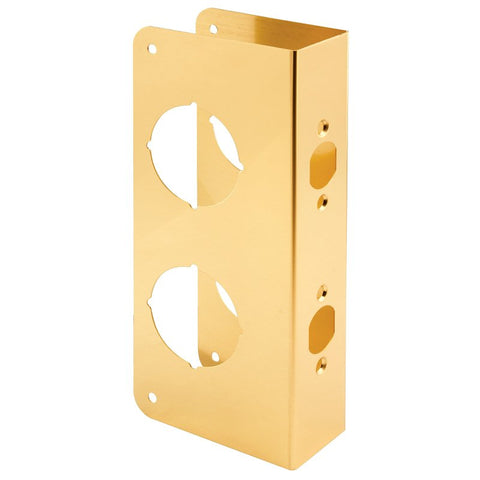 Prime-Line U 9560 Lock and Door Reinforcer, 2-3/8 in Backset, 1-3/4 in Thick Door, Brass, Bright Brass, 9 in H