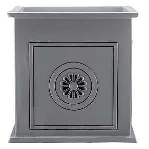 Southern Patio CMX-091868 Colony Planter, 16 in H, 16 in W, 16 in D, Square, Ceramic, Neutral Gray, Gloss