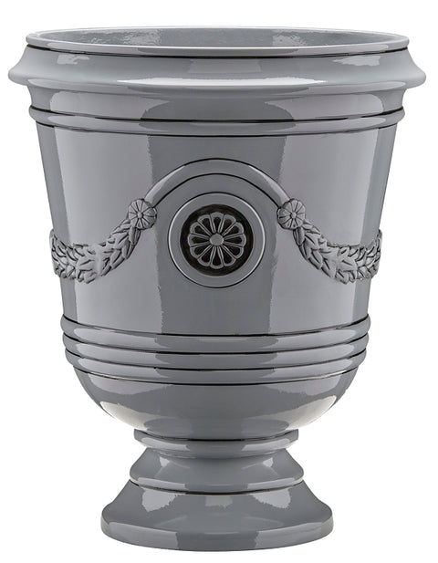 Southern Patio CMX-091851 Porter Planter, 18 in H, 15-1/2 in W, 15-1/2 in D, Urn, Ceramic, Neutral Gray, Gloss