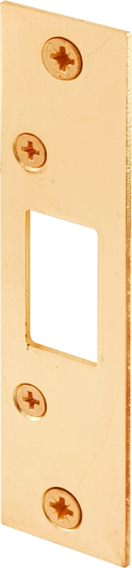 Defender Security E 2432 Deadbolt Strike Plate, 4-7/8 in L, 1-1/8 in W, Steel, Brass