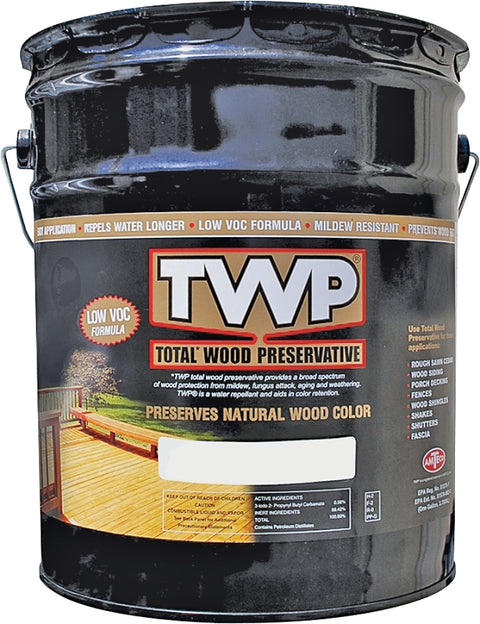 TWP TWP-1501-5 Wood Preservative, 150 to 450 sq-ft/gal Coverage Area, Cedartone, Liquid, 5 gal Can
