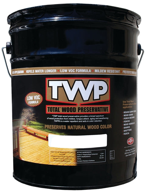TWP TWP-1500-5 Wood Preservative, 150 to 450 sq-ft/gal Coverage Area, Clear, Liquid, 5 gal Can